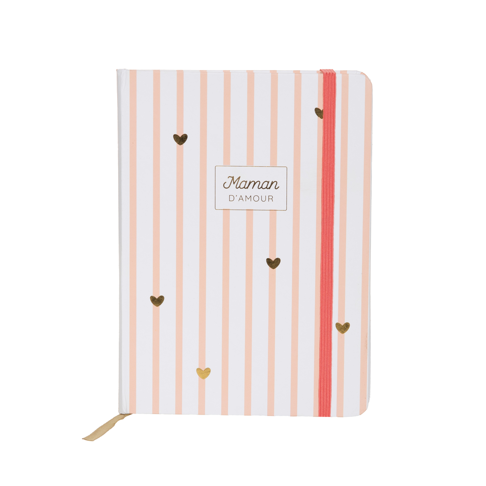 Carnet Baya 'Maman d'amour', coloris rose - H.18cm