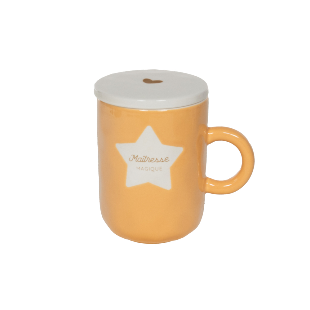 Mug Baya avec filtre 'Maîtresse magique', coloris jaune - H.12cm