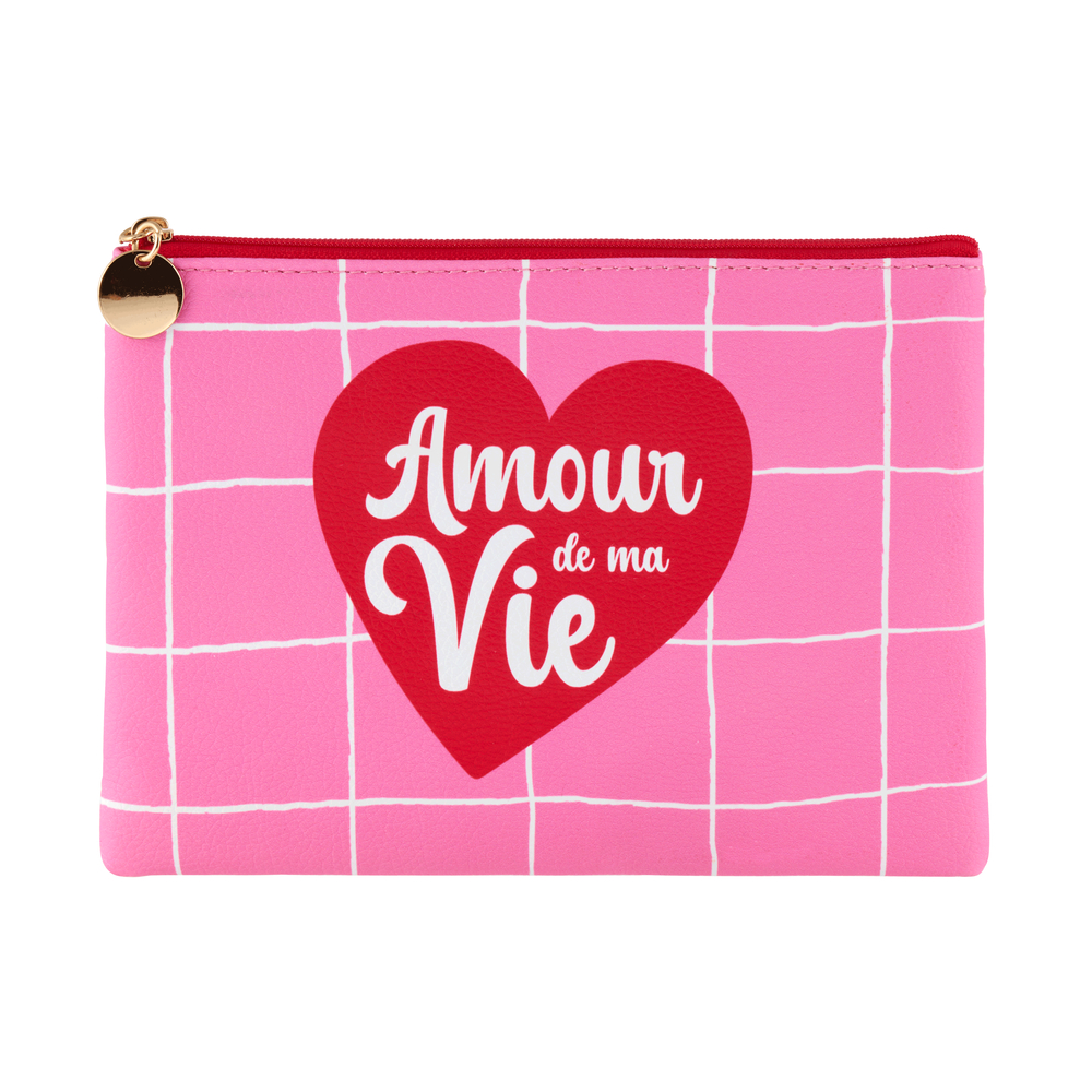Trousse 'Amour de ma vie', coloris rose - L.20xl.14,5cm