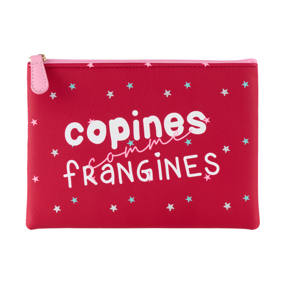 Trousse 'Copines frangines', coloris rouge - L.20xl.14,5cm