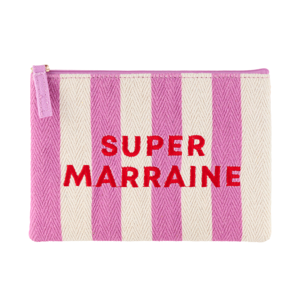 Trousse 'Super marraine', coloris rose - L.20xl.14,5cm