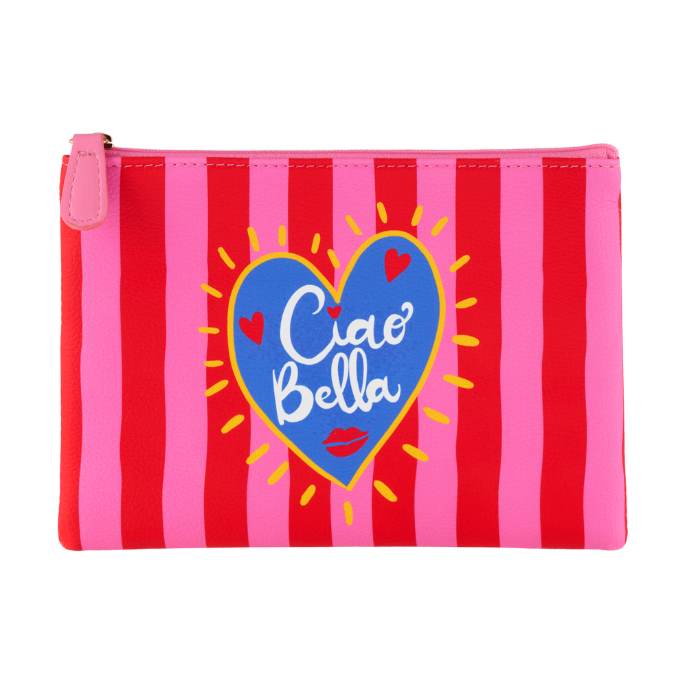 Trousse 'Ciao Bella', coloris rose/rouge - L.20xl.14,5cm