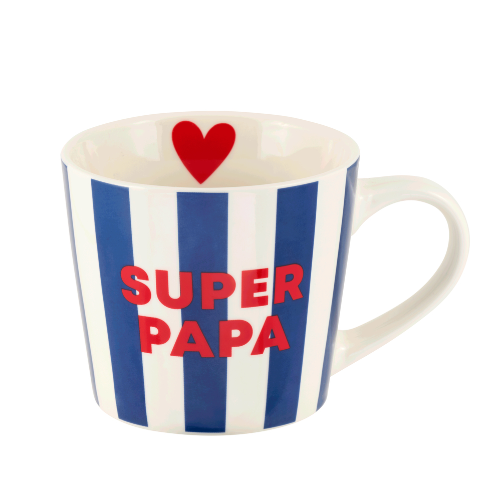 Mug 'Super papa', coloris blanc/bleu - D.10cm