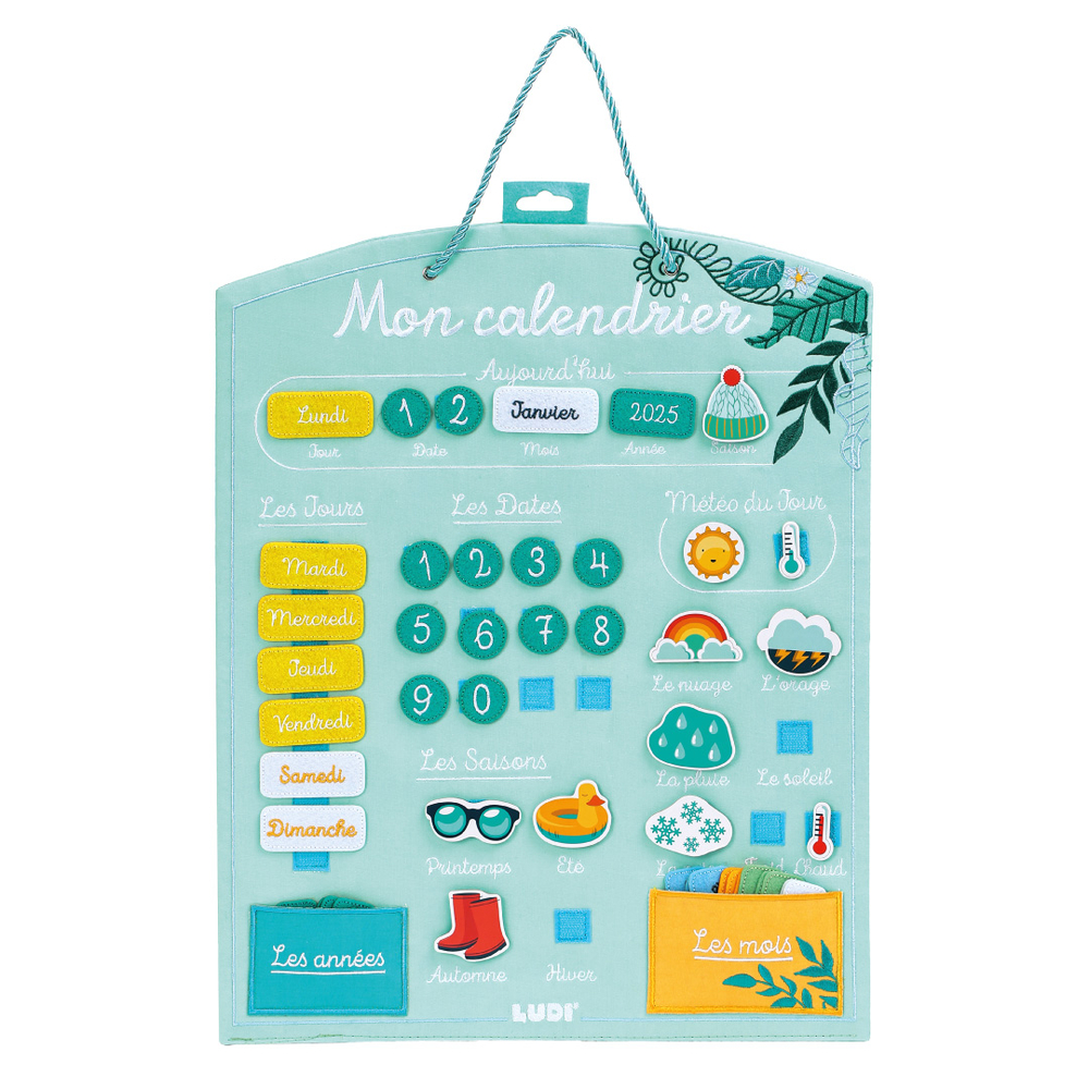 Calendrier d'éveil ludique 'Amande', coloris bleu - L.47xl.38cm