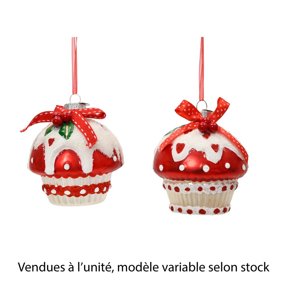 Décoration à suspendre 'Cupcake', coloris rouge - modèle variable