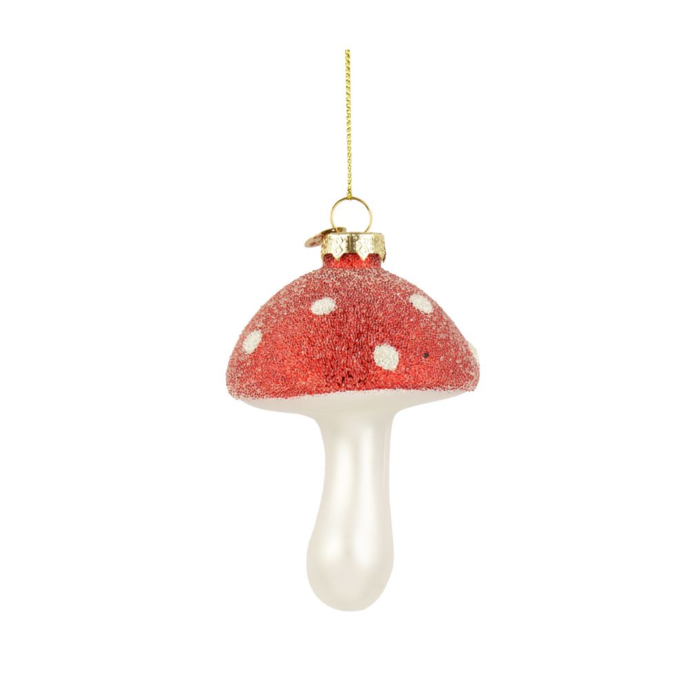Suspension de Noël en verre 'Champignon', coloris rouge - H.11cm