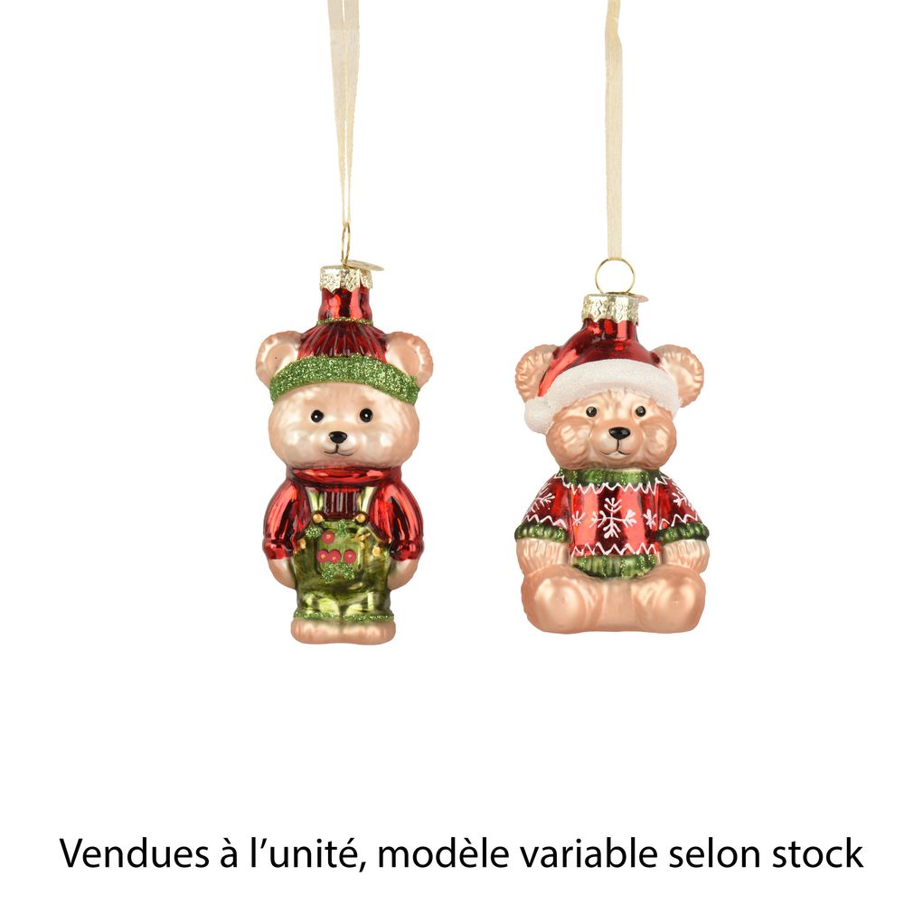 Suspension de Noël en verre 'Ours', modèle variable - H.10,5cm