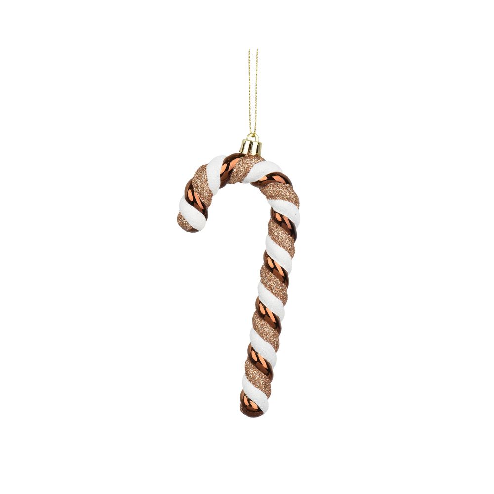 Suspension de Noël pailletée 'Sucre d'orge', caramel - H.15,7cm