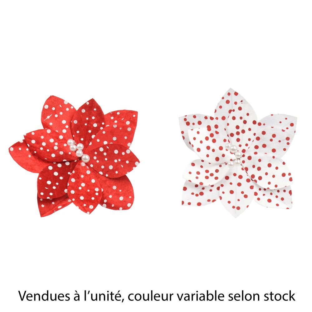 Poinsettia en velour à clipper, coloris variable - D.22cm