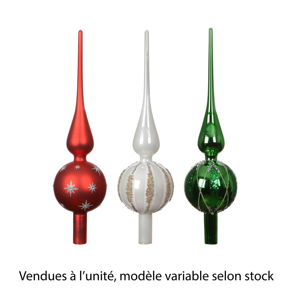 Cimier de Noël en verre pailleté, modèle variable - H.31cm