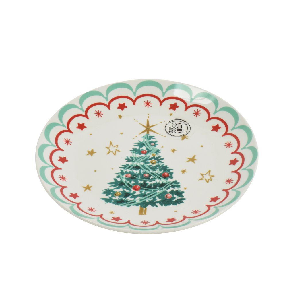 Assiette motif sapin, coloris multicolore - D.19cm