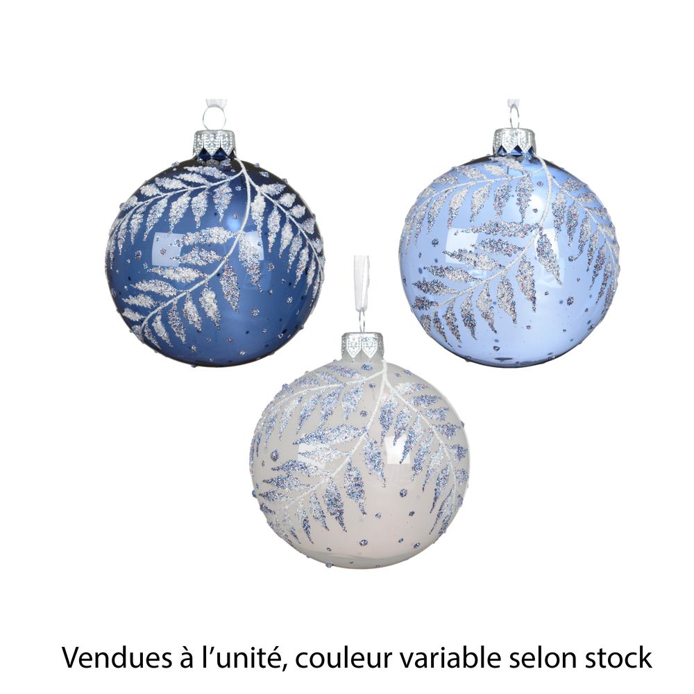 Boule de Noël brillante en verre, coloris variables - D.8cm