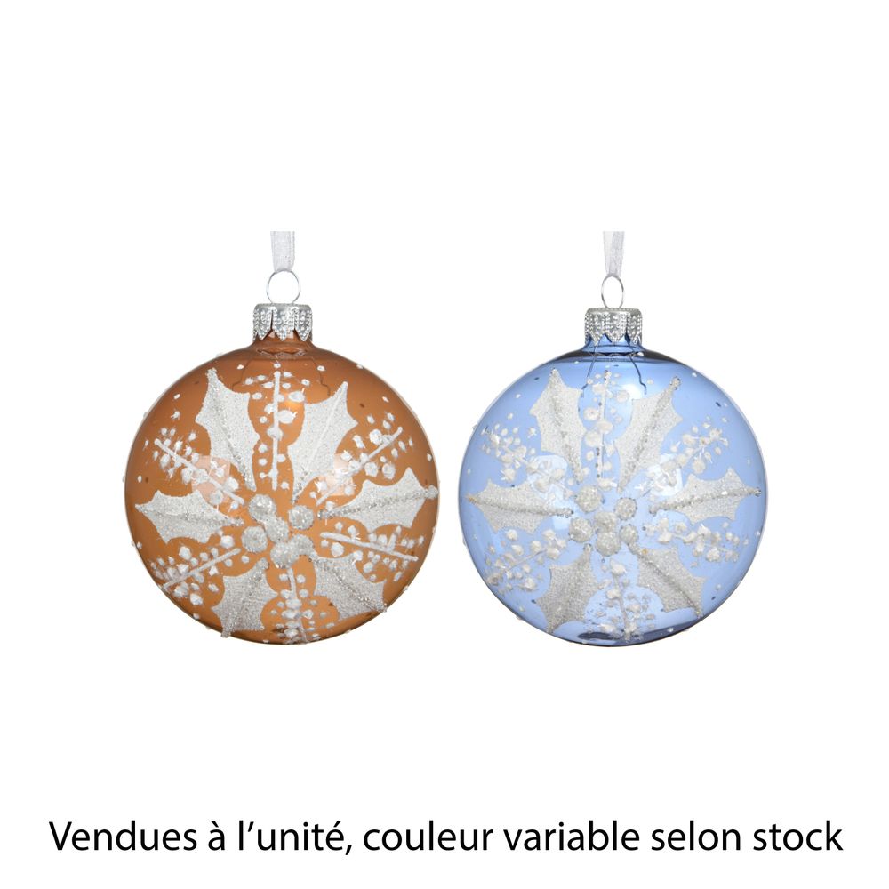 Boule de Noël en verre transparente, coloris variables - D.8cm