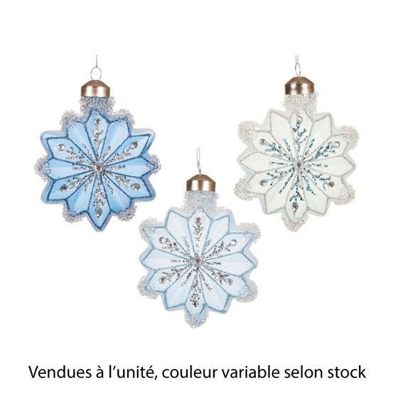 Suspension de Noël avec paillettes 'Flocon', coloris variable - H.10cm