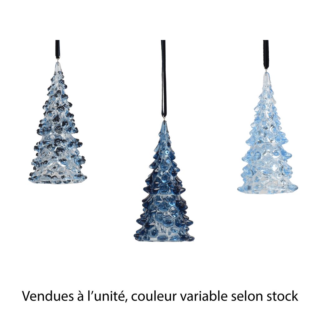 Suspension de Noël 'Sapin', coloris bleu variable - H.12cm