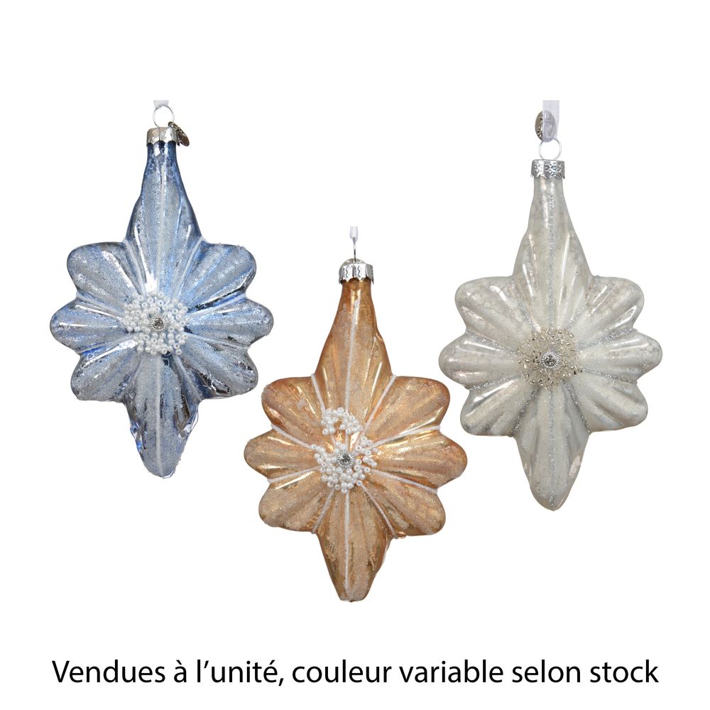 Suspension de Noël en verre 'Étoile', coloris variable - H.13cm