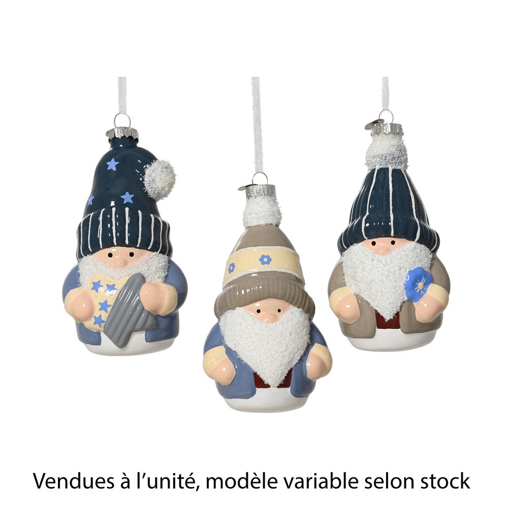 Suspension de Noël en verre 'Gnome', modèle variable - H.12,4cm