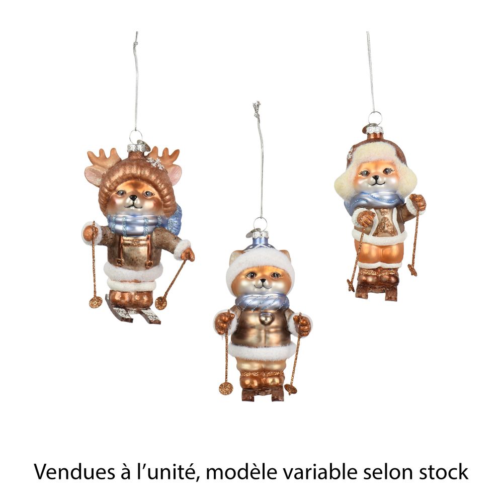 Suspension de Noël 'Ours au ski', modèle variable - H.12,5cm
