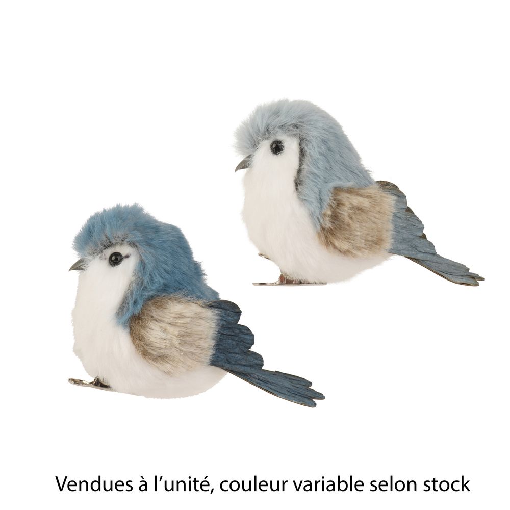 Décoration de Noël à clipper 'Oiseau', coloris bleu variable - H.6cm