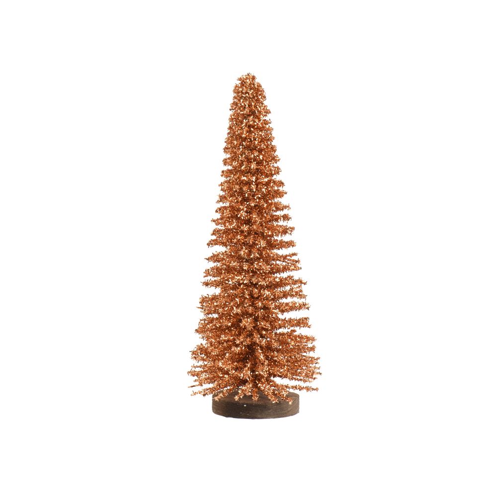 Sapin en bambou à paillettes sur pied, coloris caramel - H.39cm