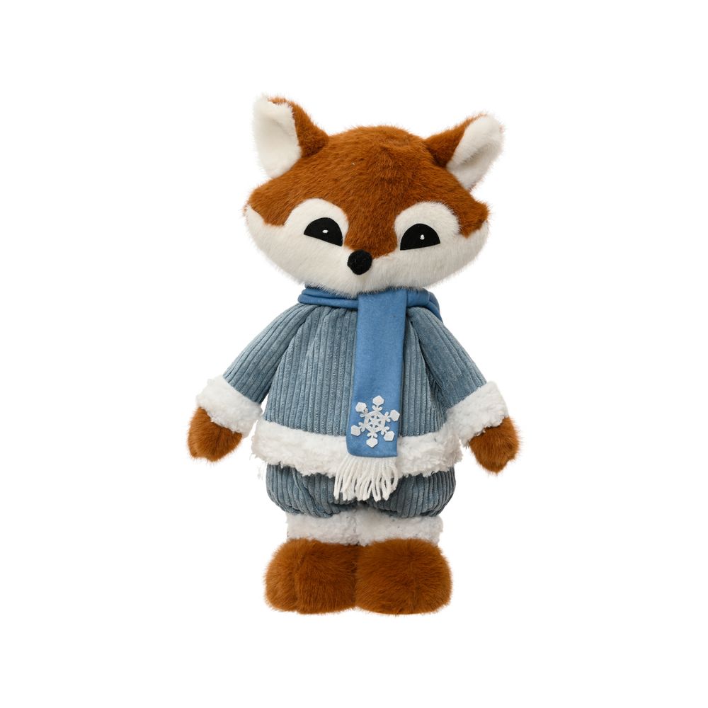Peluche de Noël : renard, coloris bleu - H.45cm