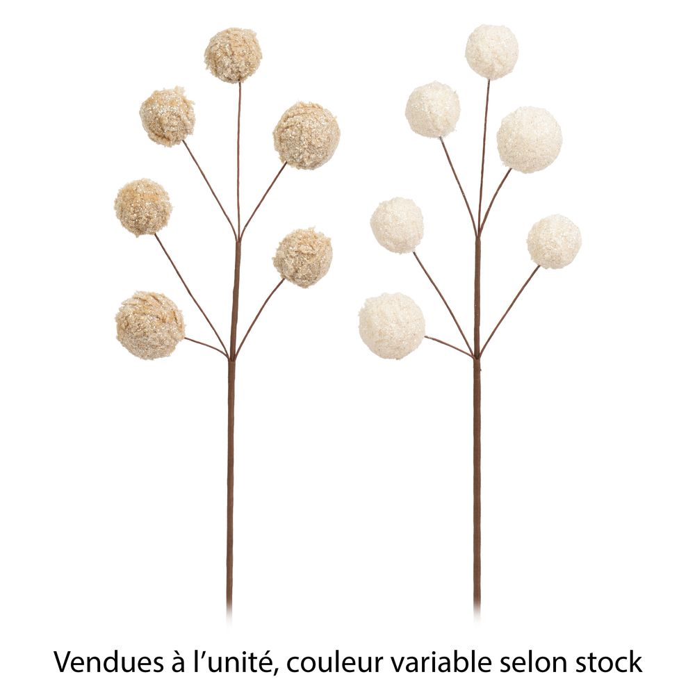 Branche sur tige 'Pompom', coloris variable - H.51cm
