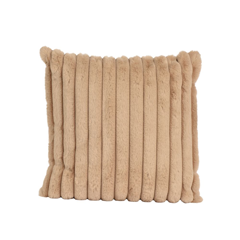 Coussin effet fourrure lapin, coloris beige - L.45cm