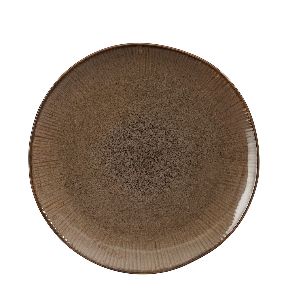 Assiette de table Nusa, coloris marron - D.27,5xH.2cm