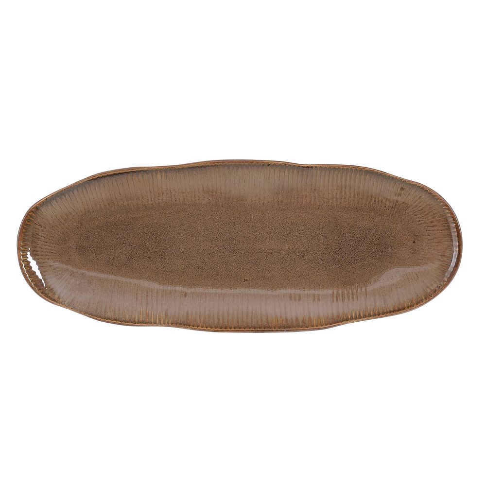 Assiette de table ovale Nusa, coloris marron - L.36xl.14,5xH.2,5cm