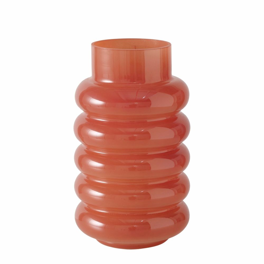 Vase 'Ribbo' en verre, coloris rouge - H.26cm