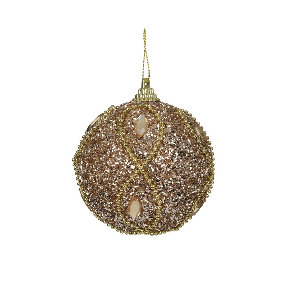 Boule de Noël pailletée, coloris or - D.8cm