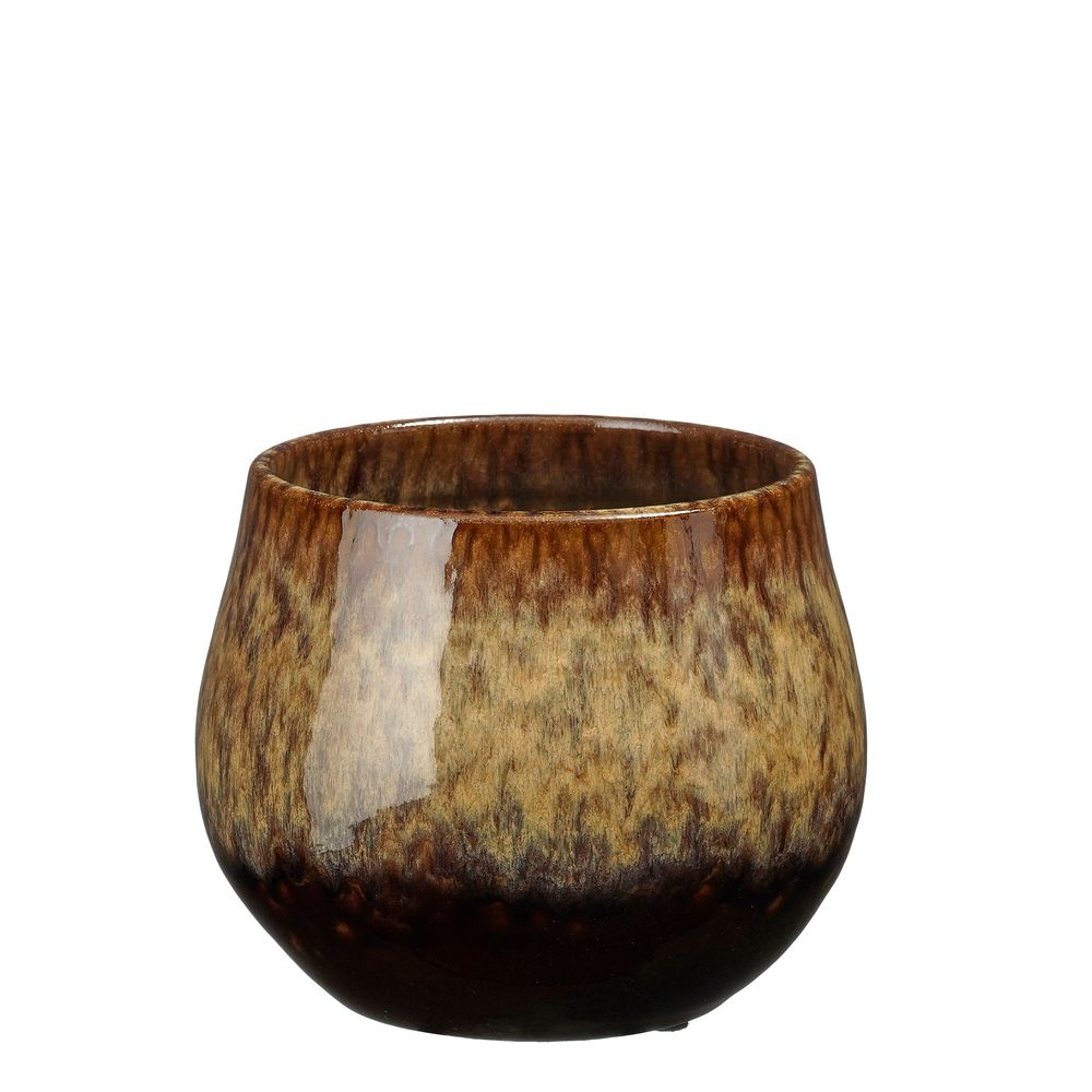 Cache-pot Amalia, coloris marron foncé - H.15,5xD.19cm
