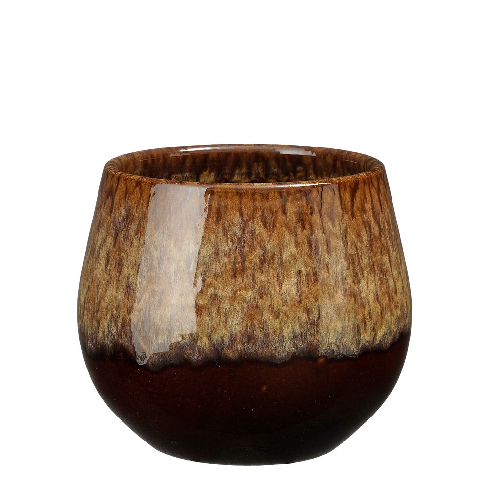 Cache-pot Amalia, coloris marron foncé - H.18xD.21cm