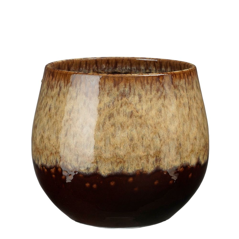 Cache-pot Amalia, coloris marron foncé - H.23xD.26cm