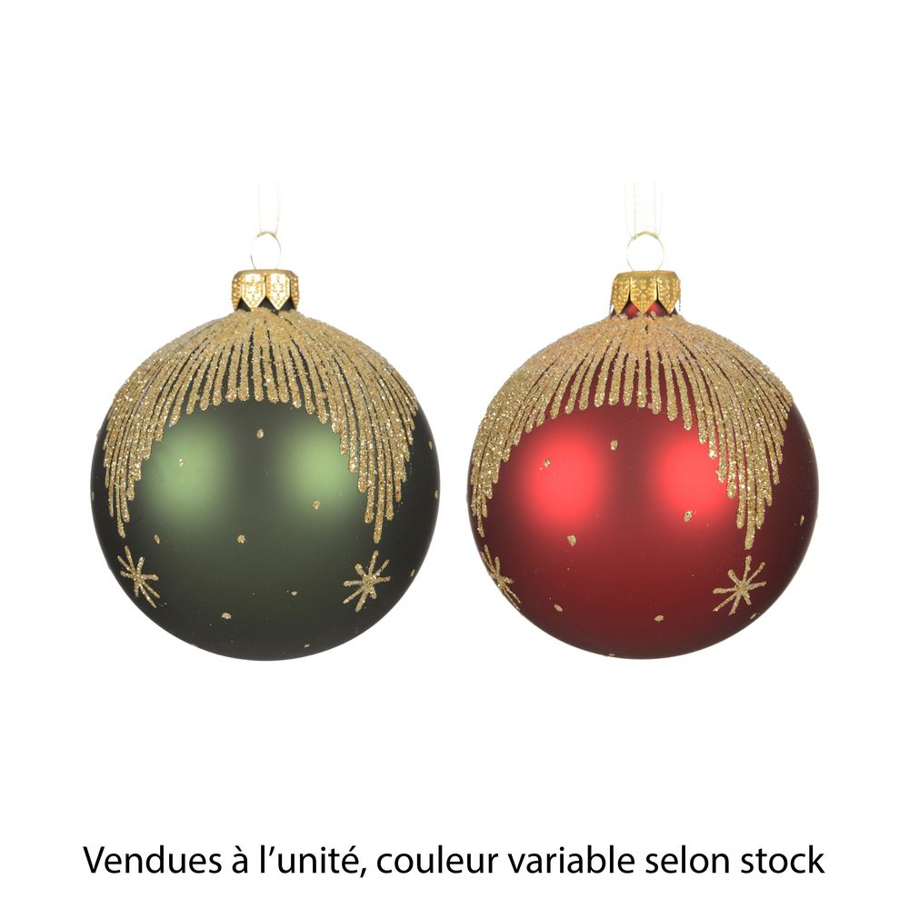 Boule de Noël en verre, coloris variables - D.8cm