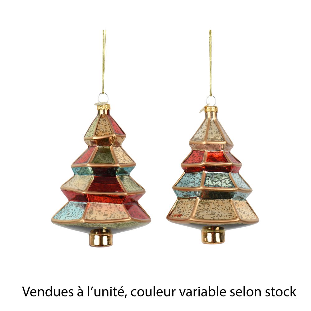 Sapin en verre finition antique à suspendre, coloris variable-H.12,3cm