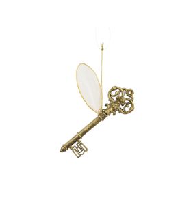 Suspension de Noël 'Clé avec ailes', coloris or - L.14,5cm