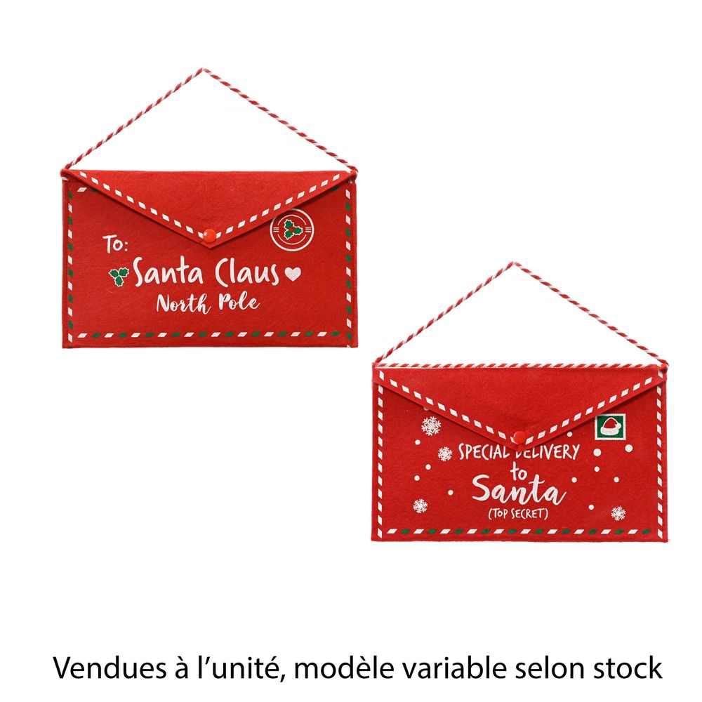 Suspension de Noël 'Lettre', coloris rouge, modèle variable - H.17cm
