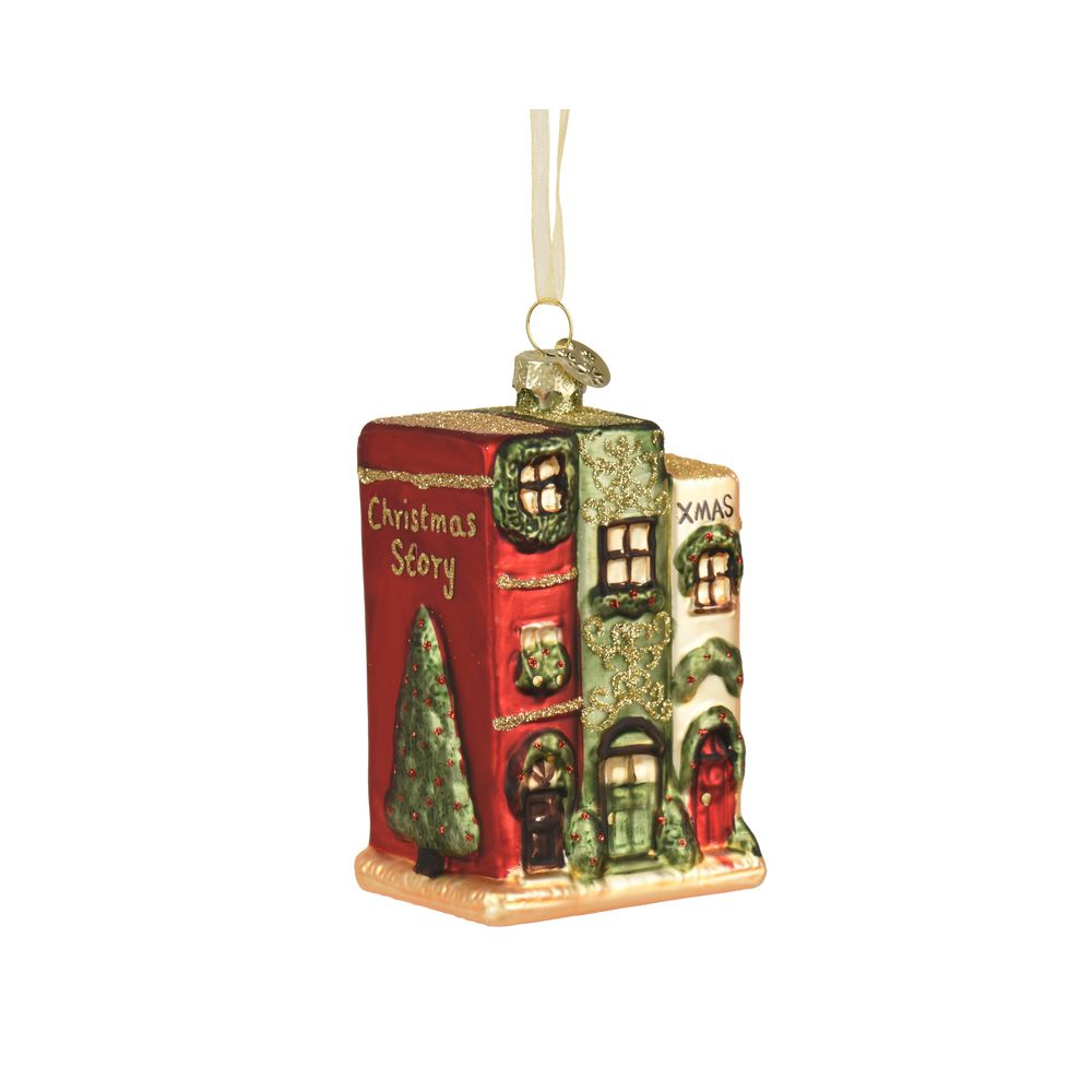 Suspension de Noël 'Maison bibliothèque' - H.9,7cm