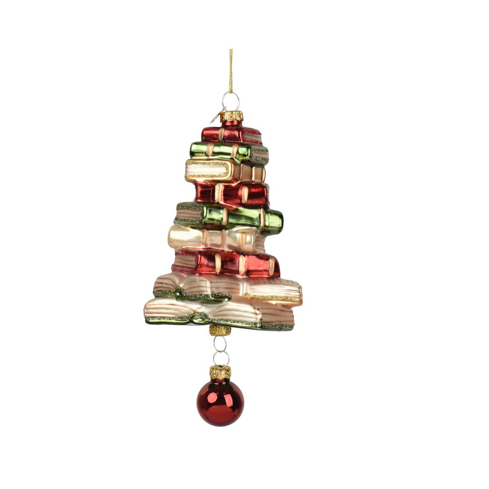 Suspension de Noël en verre 'Livre', coloris mixte - H.15,5cm