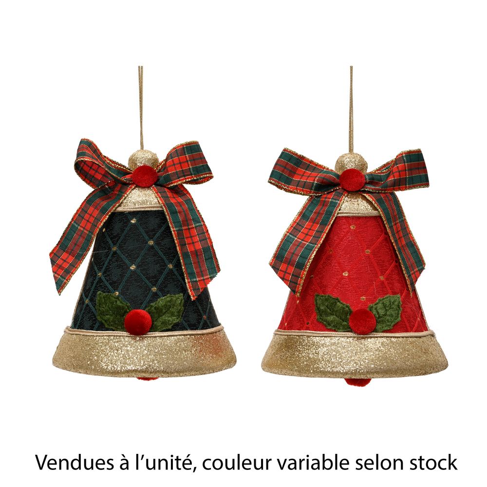 Suspension de Noël en velours 'Cloche', coloris variable -H.15cm