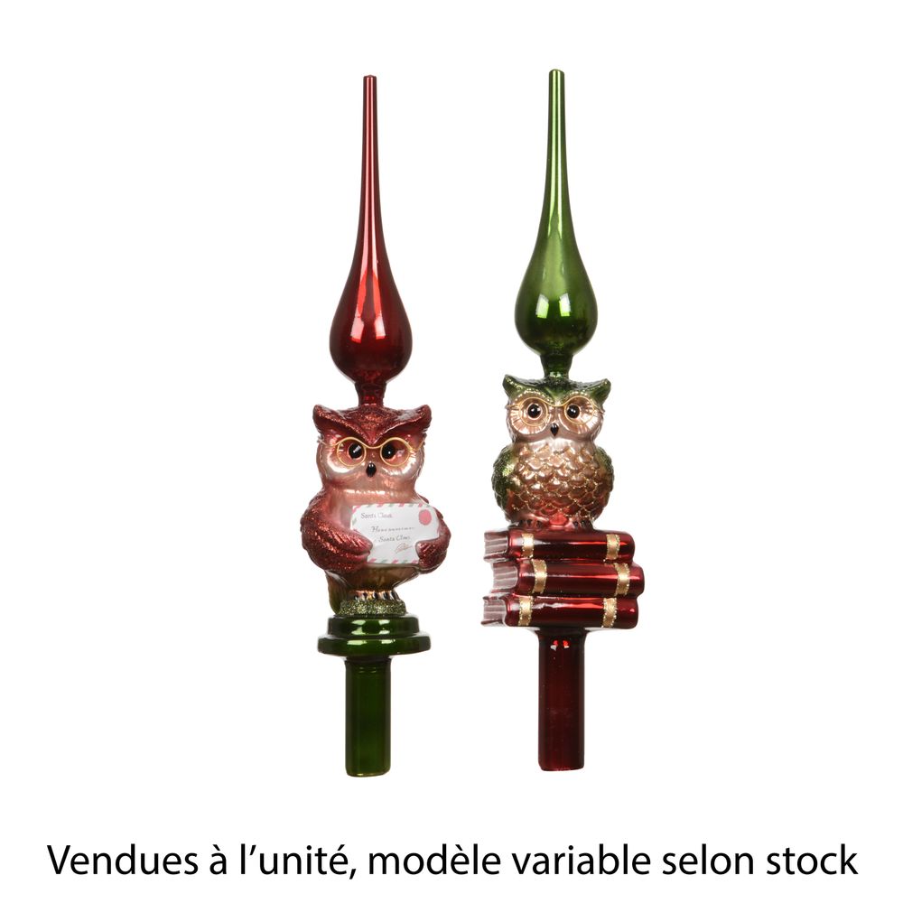 Cimier en verre 'Chouette', modèle variable - H.30,5cm
