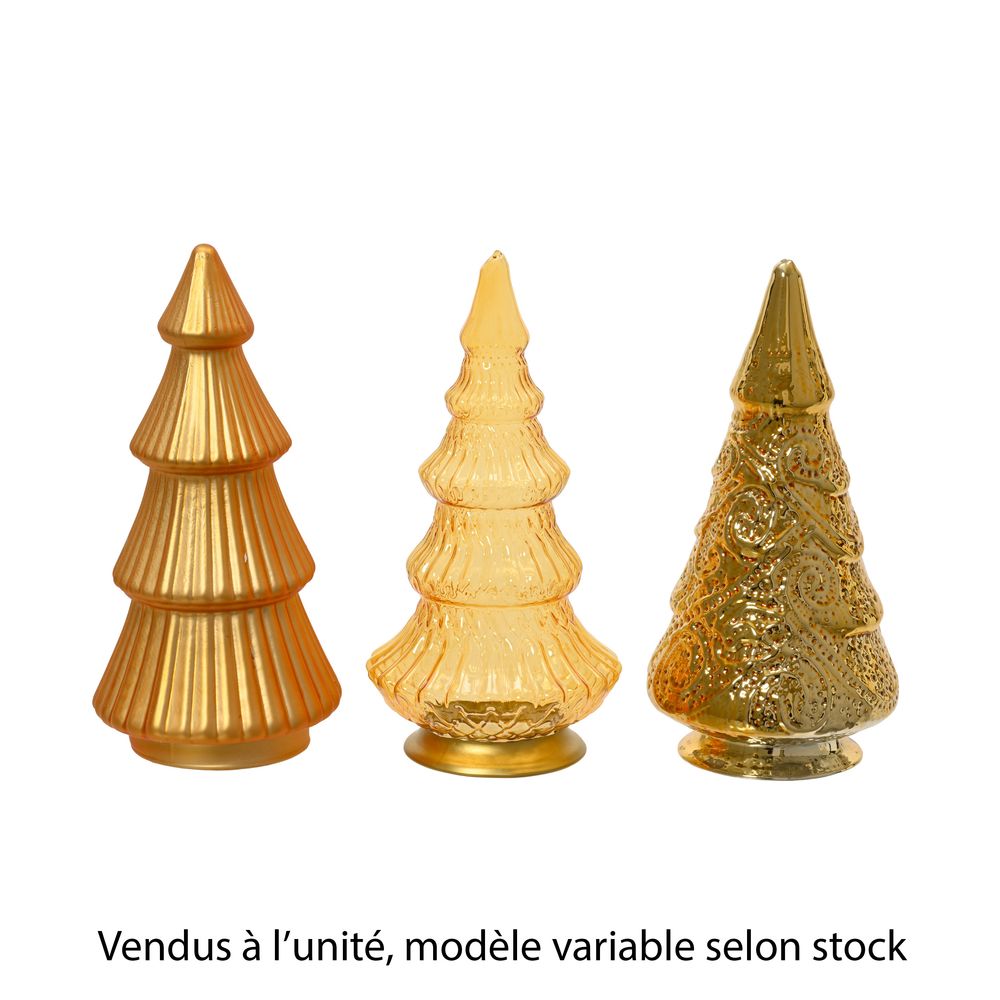 Sapin de Noël en verre, coloris or et modèle variable - H.17,5cm