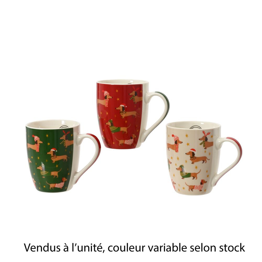 Mug en porcelaine motif 'Teckel', coloris variable - H.10,5cm