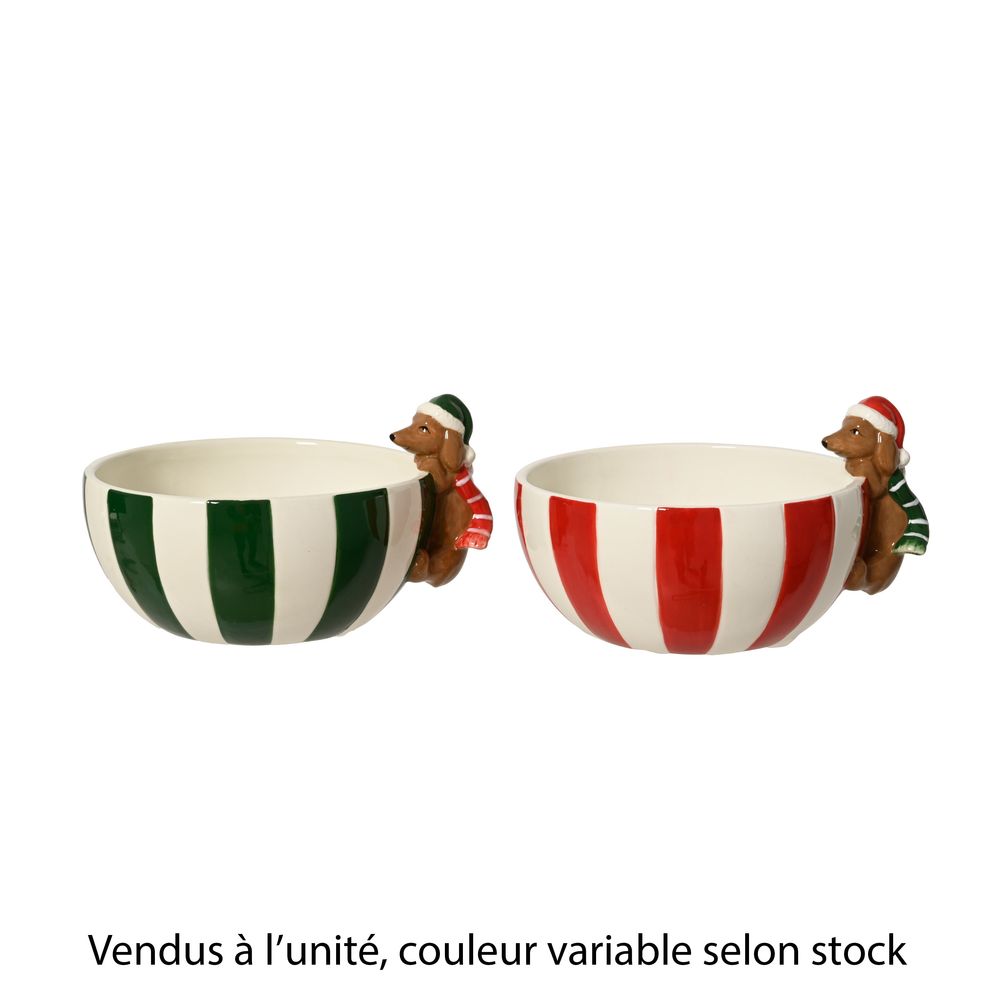 Bol de Noël motif chien, coloris variable - H.10cm