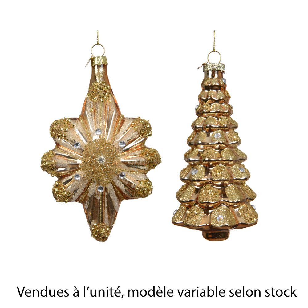 Suspension de Noël en verre, coloris or et modèle variable - H.12cm