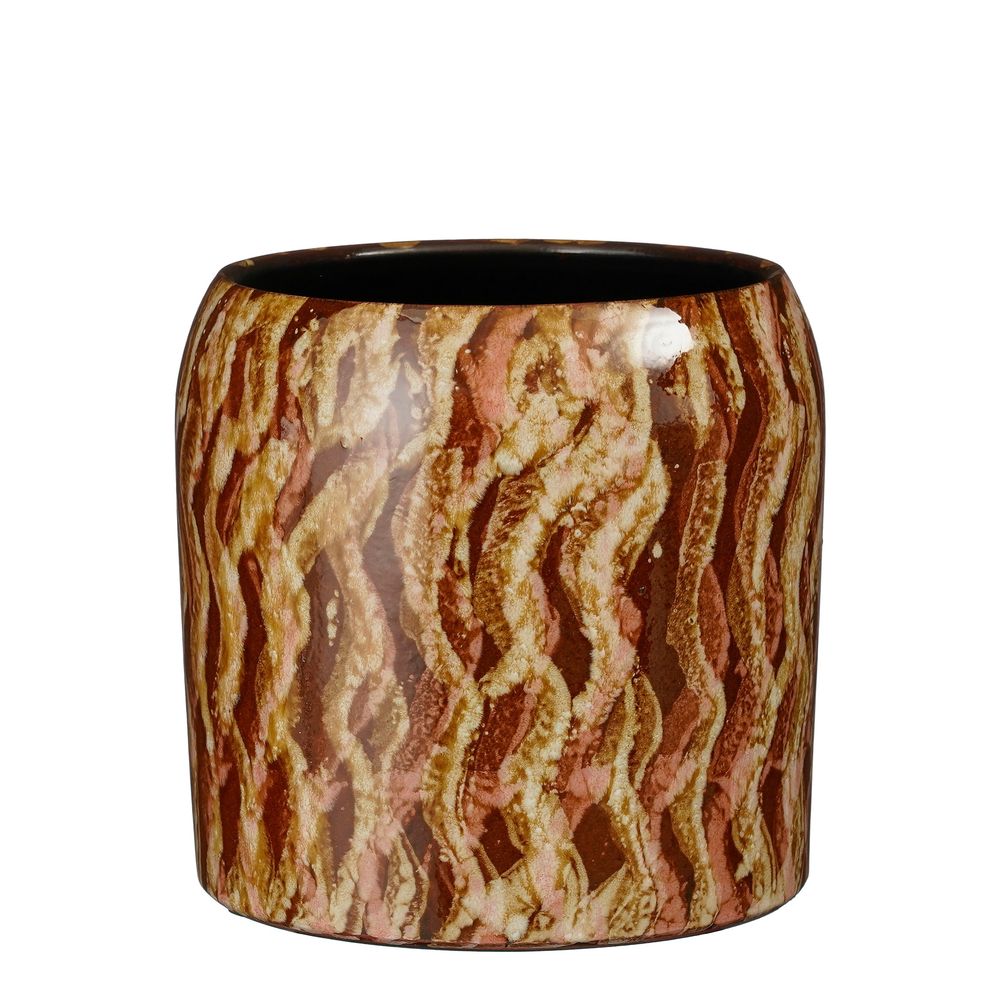 Cache-pot Nathan, coloris marron - H.19xD.20cm
