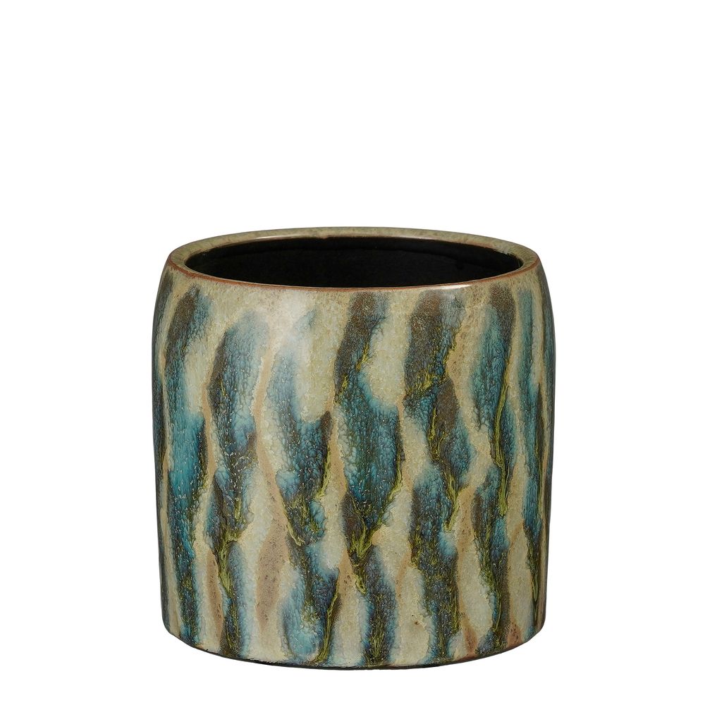 Cache-pot Nathan, coloris vert - H.13xD.14cm