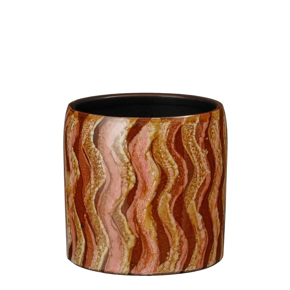 Cache-pot Nathan, coloris marron : H.13xD.14cm