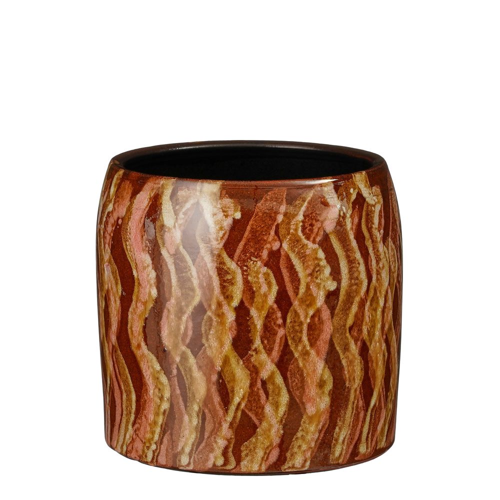 Cache-pot Nathan, coloris marron : H.16xD.17cm